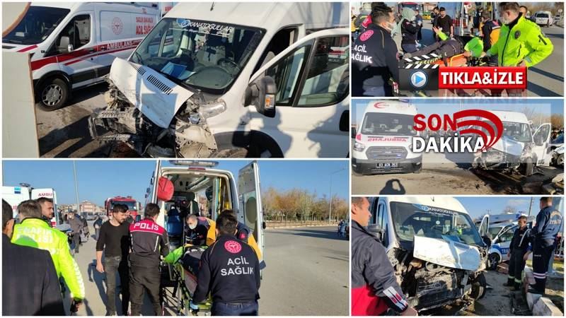 Polis otosu ve öğrenci servisi kaza yaptı