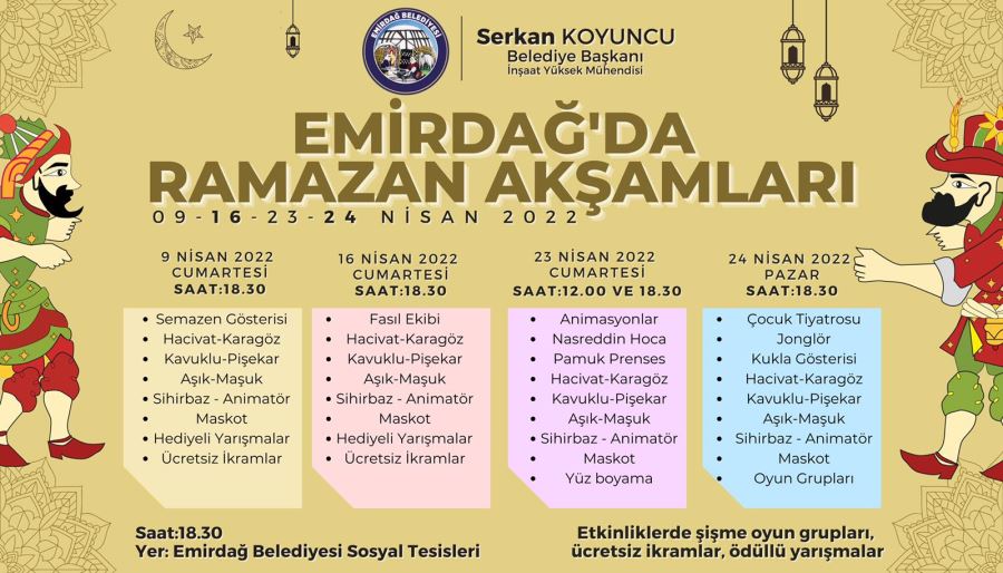 Emirdağ Belediyesi’nin Ramazan şenlikleri programı dolu dolu